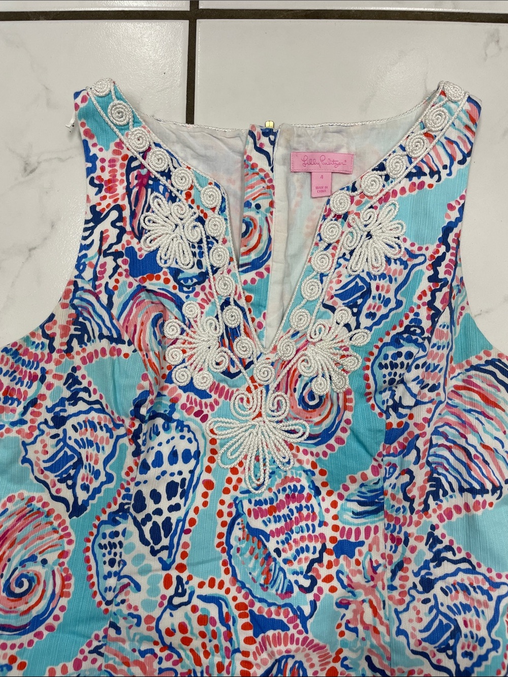 Lily Pulitzer 100% Cotton Gabby Mini Shift Dress in Shell Me About It Size 4 - Picture 5 of 15